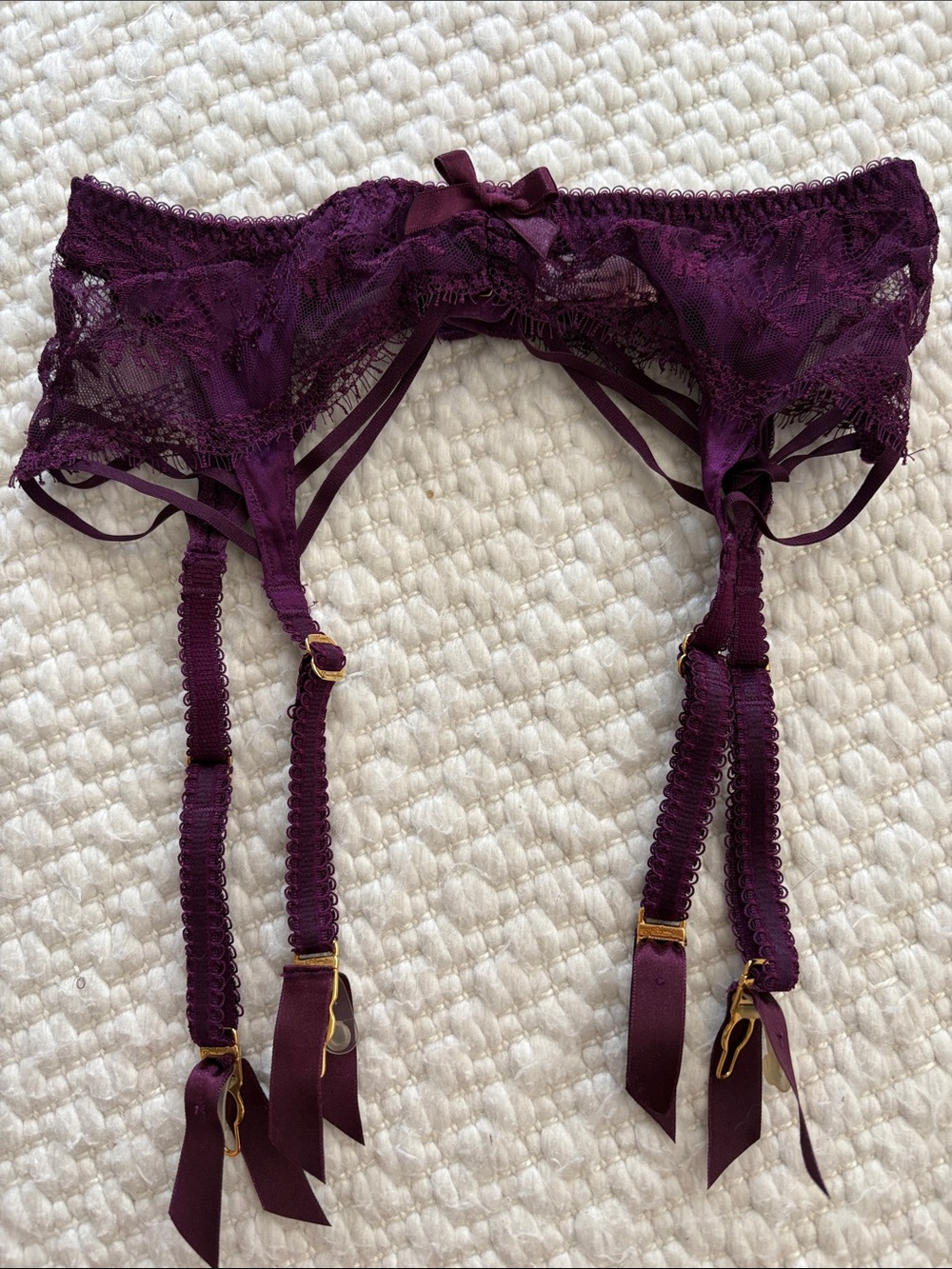 Agent Provocateur Lace Garter Belt in Deep Plum 3